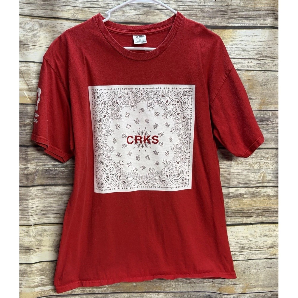 Crooks & Castles Men's Large Graphic Logo‎ Crew Neck Short Sleeve T-Shirt Red